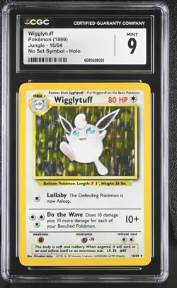 CGC 9 MINT Wigglytuff 1999 Jungle 16/64 No Set Symbol Holo Pokemon Card - Image 1