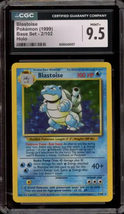 Pokemon Blastoise Base Set Unlimited Holo Rare #2 CGC 9.5 - Image 1