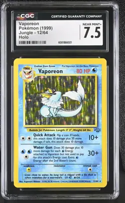 CGC 7.5 Vaporeon 1999 Jungle 12/64 Holo Pokemon Card - Image 1