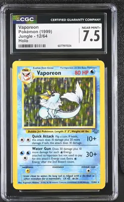 CGC 7.5 Vaporeon 1999 Jungle 12/64 Holo Pokemon Card - Image 1