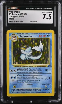 CGC 7.5 Vaporeon 1999 Jungle 12/64 Holo Pokemon Card - Image 1