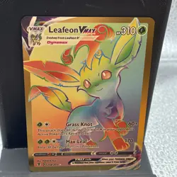 Pokemon Card Rainbow Leafeon 204/203 VMAX Full Art Gold Foil Fan Art Card P2 - Image 1