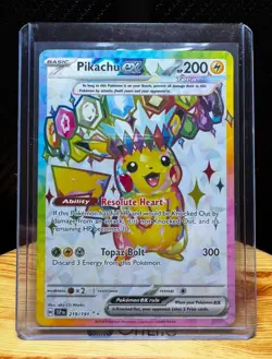 Pokemon Pikachu EX TCG Sv08: Surging Sparks Ultra Rare Holo Card 219/191 - Image 3