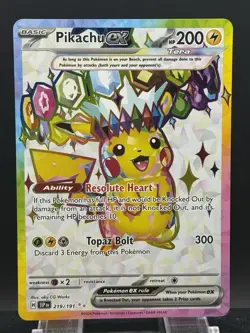 Pikachu ex 219/191 Full Art Surging Sparks Ultra Rare Pokemon Card Mint NM - Image 1