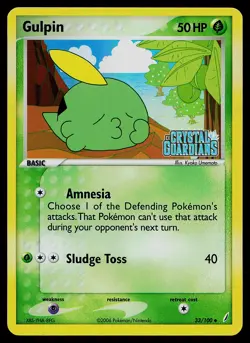 Pokemon Card - Gulpin Crystal Guardians Stamped 33/100 Reverse Holo - Image 1