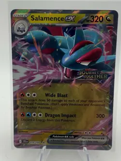 Pokemon TCG Salamence ex 114/159 2025 Journey Together Stamped Promo Card - LP - Image 1