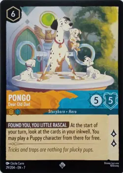 29/204 PONGO DEAR OLD DAD EN7 SUPER RARE DISNEY LORCANA CARD - Image 1