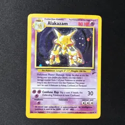 Alakazam 1/130 SWIRL Base Set 2 2000 Pokemon Card Holo Rare - Image 1
