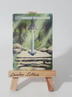 Hand Painted Altered Art Forest - Master Sword - Zelda - Link - MTG - TCG - Image 1