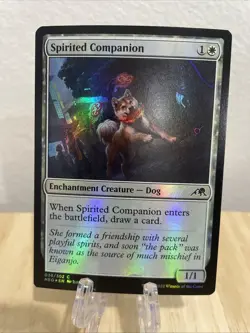MTG Spirited Companion FOIL #038/302 Kamigawa: Neon Dynasty Common NEO NM/M - Image 1