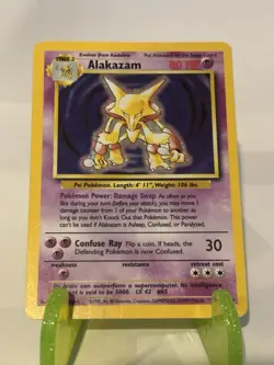 Pokemon Alakazam TCG Base Set Holo Card 1/102 Unlimited Rare LP/NM Condition - Image 1