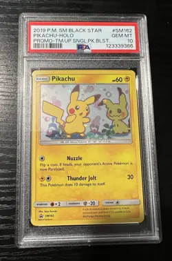 PSA 10 Pokemon Pikachu Holo Promo Card SM162 Sun & Moon Black Star Promo Mimikyu - Image 1