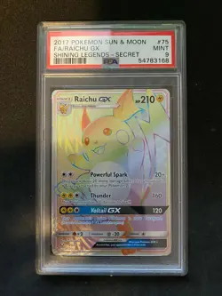2017 Pokemon Sun & Moon Shining Legends Raichu GX #75 PSA 9 (SHIPS TODAY) - Image 1