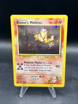 Pokemon TCG Blaine's Moltres Gym Heroes Holo Card 1/132 - Swirl - Small Dent - Image 1