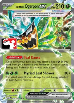 TEAL MASK OGERPON EX 025/167 TWILIGHT MASQUERADE POKEMON (PRIZE PACK SERIES, NM) - Image 1