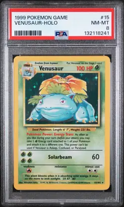 1999 POKEMON BASE SET UNLIMITED #15 VENUSAUR-HOLO PSA 8 "New Cert" - Image 1