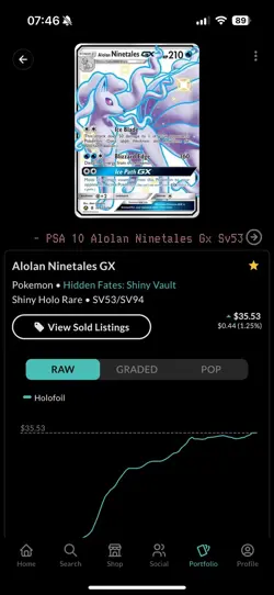 Pokemon Alolan Ninetales GX TCG Full Art SV53/SV94 Hidden Fates Shiny Vault - Image 3