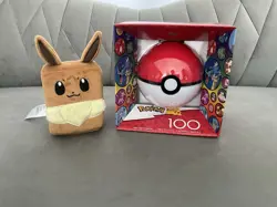 Pokemon Plush Eevee Deck Box Case And 100 Piece Pokeball Puzzle - Image 1