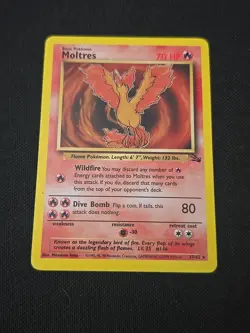 Moltres 27/62 Fossil Regular Black Star Rare WOTC Vintage Pokemon TCG LP - Image 1