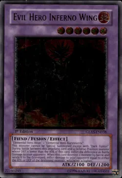 Evil Hero Inferno Wing 1st Ed Ultimate GLAS-EN038 Yu-Gi-Oh! - Image 1