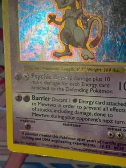 Pokemon TCG Mewtwo Base Set Shadowless 10/102 Holo Unlimited Rare WOTC LP Card - Image 2