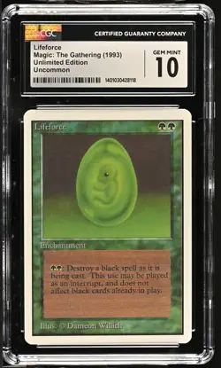 LIFEFORCE Unlimited CGC 10 Gem Mint MTG [Nostalgium] - Image 1