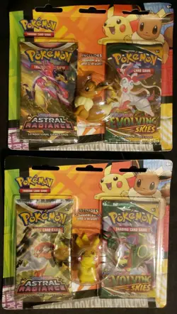 Pokemon TCG- 2 Blister Packs w/ 2 Packs Each EVOLVING SKIES & ASTRAL RADIANCE - Image 1