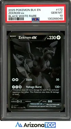 Pokemon 2025 Zekrom ex 172/086 Black White Rare Black Bolt GEM MINT PSA 10 - Image 1