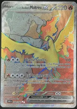 Pokemon TCG Team Rocket's Moltres EX Full Art Holo Destined Rivals 208/182 NM - Image 1