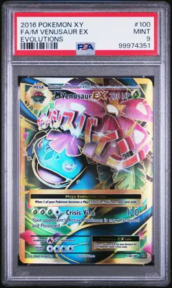 2016 POKEMON XY EVOLUTIONS #100 FULL ART/M VENUSAUR EX PSA 9 - Image 1