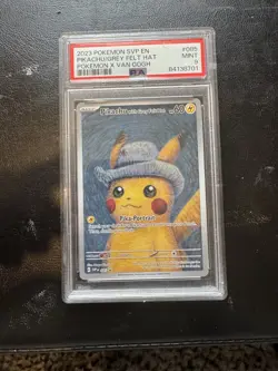 Pokemon Pikachu TCG Grey Felt Hat Van Gogh SVP085 Promo PSA 9 Mint - Image 1