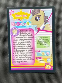 #25 Filthy Rich MLP Series 2 Trading Card Enterplay Hasbro 2013 - Image 2