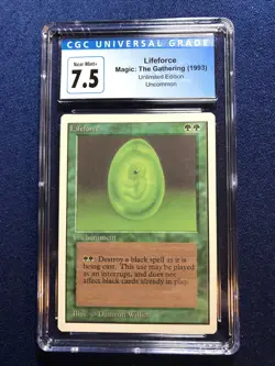 MTG Unlimited Lifeforce CGC 7.5 Near Mint+ 1993 - Image 1