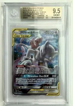 Pokemon 2019 Mewtwo & Mew GX Tag Team Promo SM191 Beckett 9.5 BGS Gem Mint - Image 1