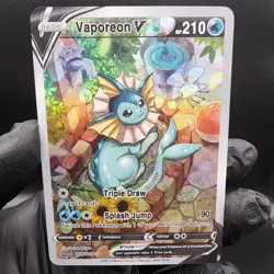 Pokemon Vaporeon V Custom Made Fan Art Holo With Texture - Image 1
