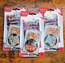 LOT of 3 PACKS! Pokemon Destined Rivals Single Pack Blister Eevee + Coin S108 - Image 1