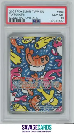 2024 Pokemon S&V Twilight Masquerade Tatsugiri PSA 10 #186/167 Illustration Rare - Image 1