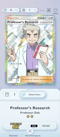 (EN) Professor's Research - Full Art - Professor Oak - Pokemon TCG Pocket - Image 1