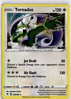 Tornadus Holo Rare SWSH04: Vivid Voltage 142/185 Pokemon Card TCG - Image 1