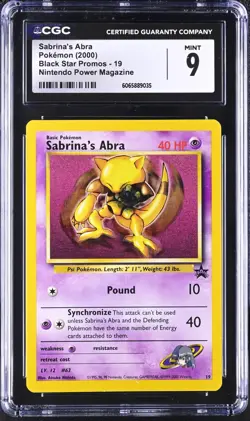 CGC 9 MINT Sabrina's Abra 2000 Black Star Promos 19 Pokemon Card psa - Image 1