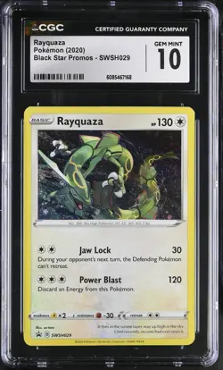 CGC 10 GEM MINT Rayquaza 2020 Black Star Promos SWSH029 Pokemon Card - Image 1