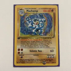 RARE Vintage Pokemon TCG 1st Edition 8/102 Base Set Holo 1999 Machamp LP Card - Image 2