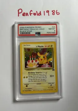 PSA 8 MINT 2000 BIRTHDAY PIKACHU HOLO BLACK STAR PROMO #24 POKEMON CARD - Image 1