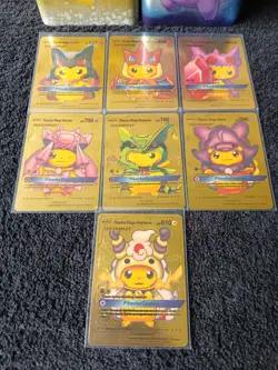 Pokemon Pikachu Cosplay Gold Foil Display Cards Lot Of 7 NM/M Condition - Image 1