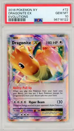 2016 Pokemon XY Evolutions #72 Dragonite EX PSA 10 Gem Mint - Image 1