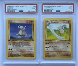 1999 Pokemon Jungle 1st Edition Cubone Marowak Combo PSA 9 - Image 1