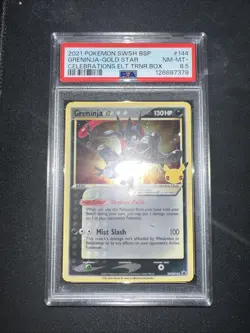 2021 Pokemon SWSH BSP Greninja Gold Star #144 Celebrations PSA 8.5 - Image 1