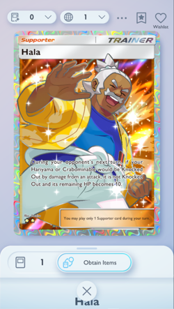 Hala Full Art in Pokemon TCG Pocket, English language, Mega-Rising - Image 1