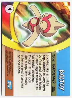 Topps Pokemon Card Baltoy FOIL #4 Advanced Challenge MP - Image 2