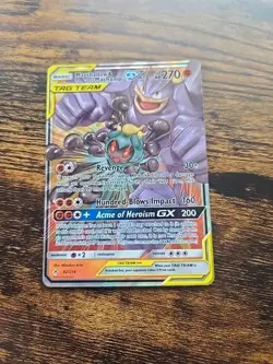 Marshadow & Machamp GX 82/214 Unbroken Bonds Ultra Rare Holo Pokemon Card - Image 1